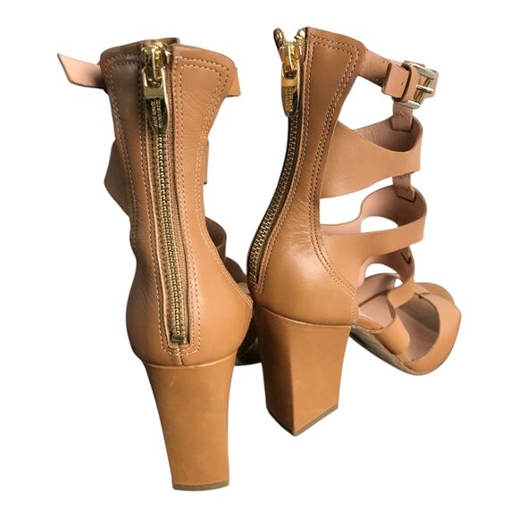 Sigerson Morrison Vachel Gladiator‎ Sandals Womens 6.5 Brown 4" Block Heel - Picture 6 of 9